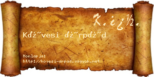 Kövesi Árpád névjegykártya