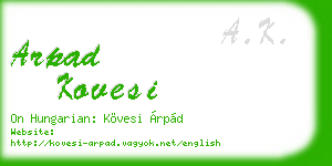arpad kovesi business card